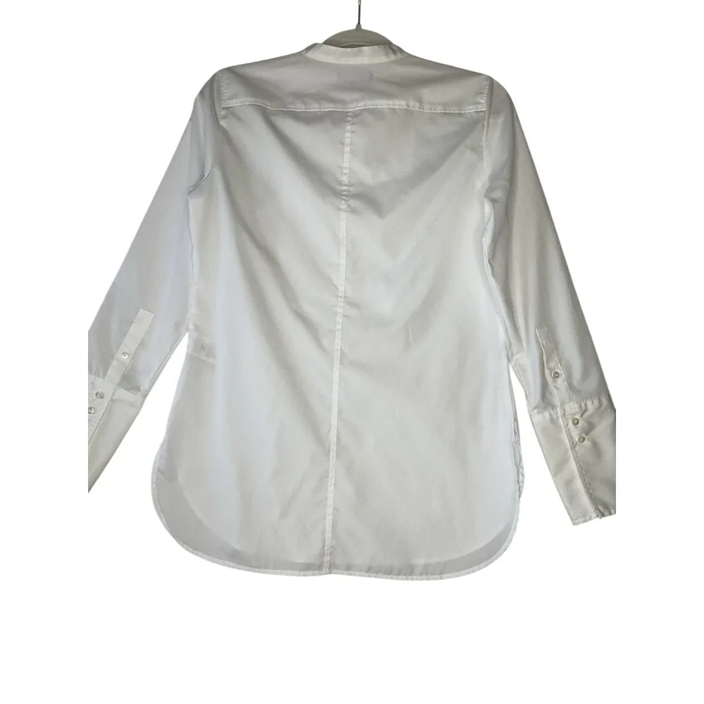 J. Crew Crisp White Cotton‎ 1/2 Button Front Long Sleeve Pintuck Blouse Tunic 4